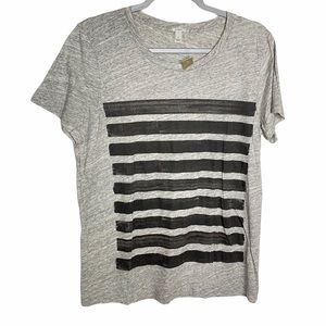 J. Crew Women's Cotton Blend Graphic Print Gray Crewneck Tee Shirt Size Large